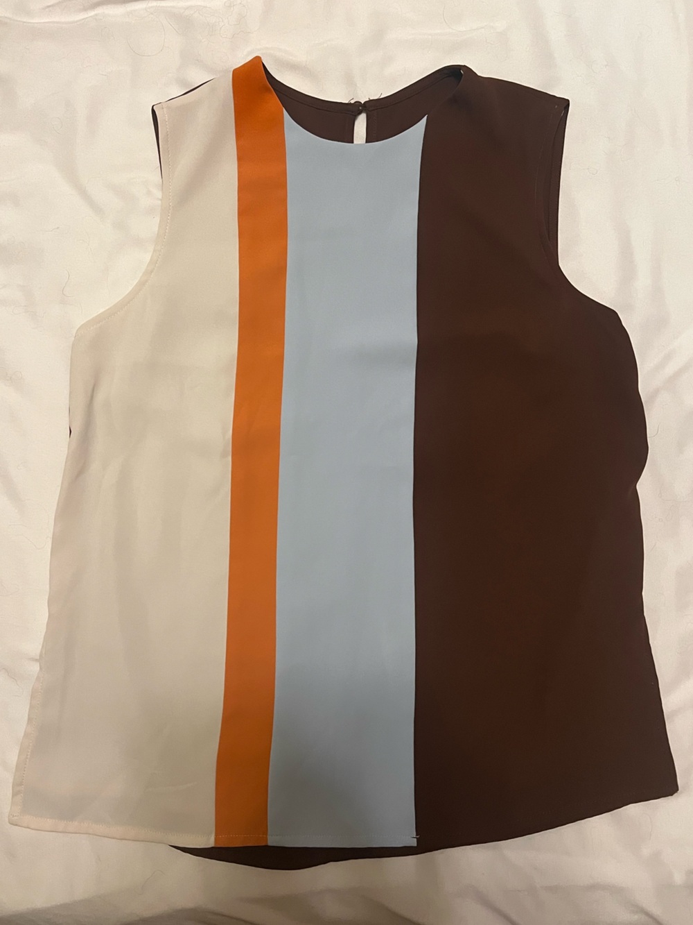 MOTF Sleeveless Colorblock Blouse in Cream, Orange, Light Blue & Brown